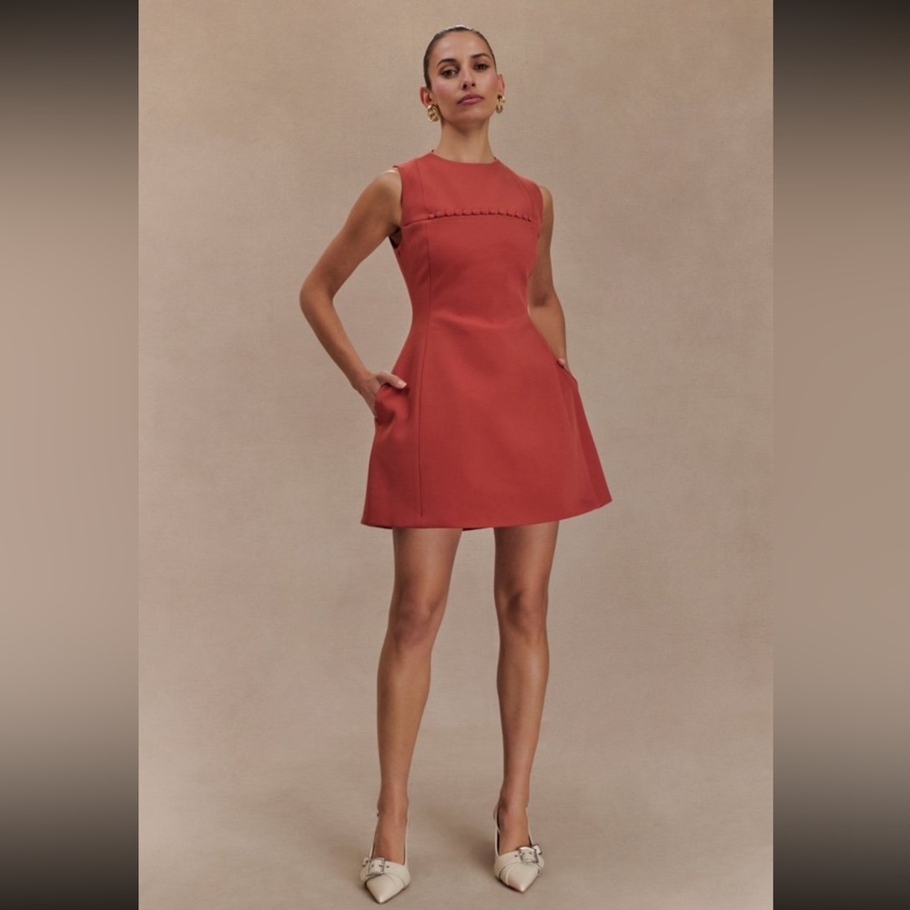 Meshki Orange Sleeveless A-Line Mini Dress